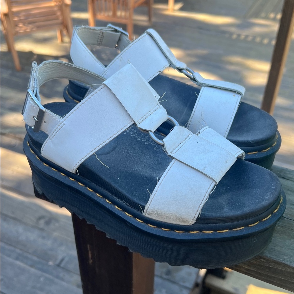 Dr. Martens Platform Sandals Francis Leather Strap Retro Women's 7. B & W - Picture 9 of 10